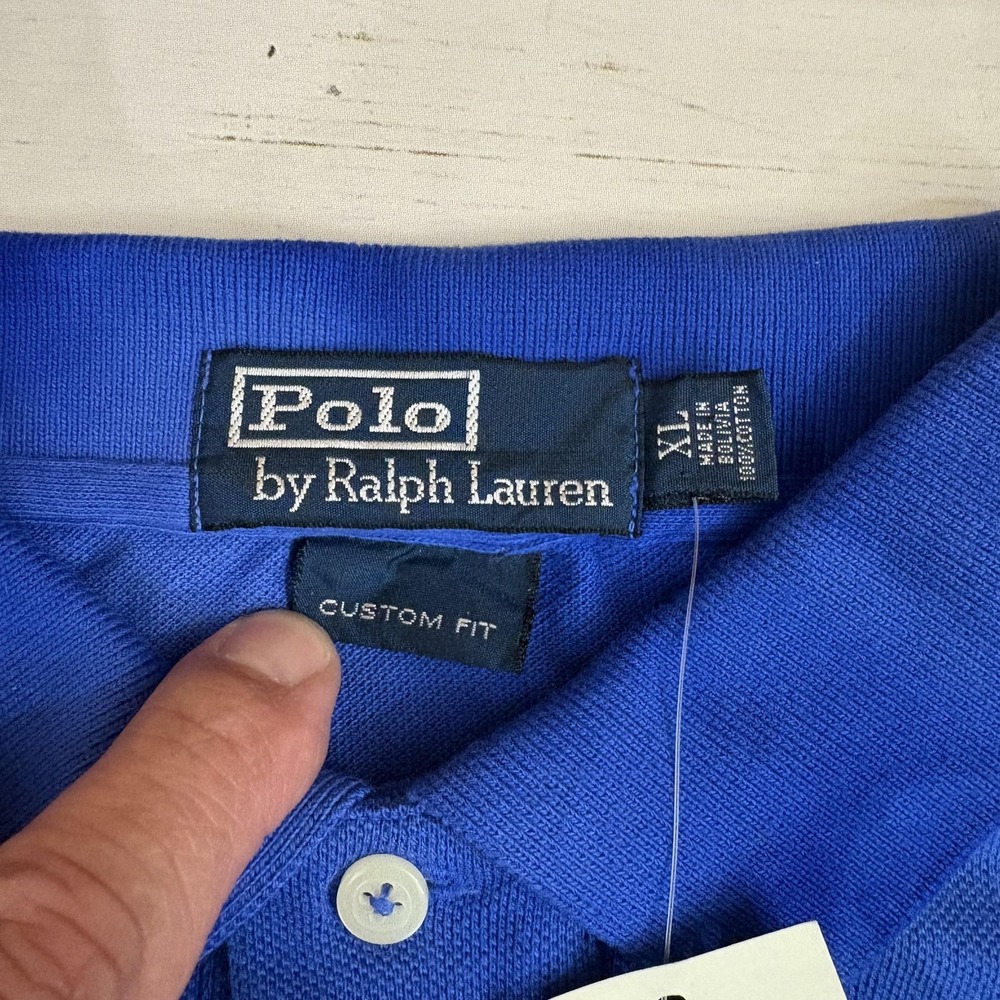Polo Ralph Lauren Custom Fit Polo Shirt Mens XL Blue Yellow Ombre - Picture 3 of 7